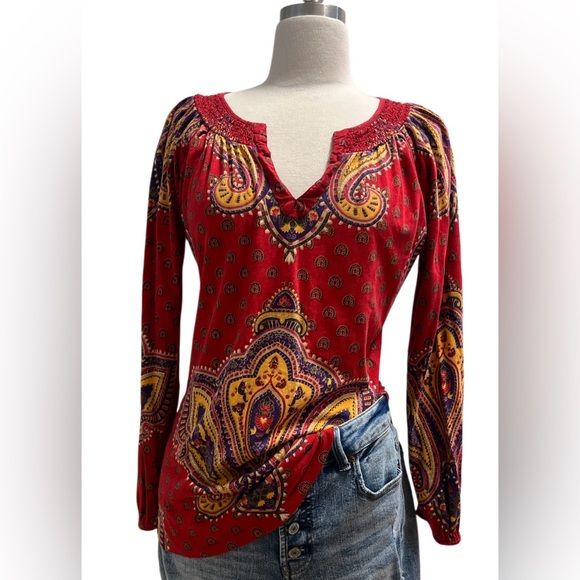 Lucky Brand Red Paisley Blouse - Picture 4 of 6